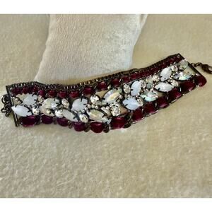 Vintage Beautiful Pink White Rhinestone Unique Bracelet